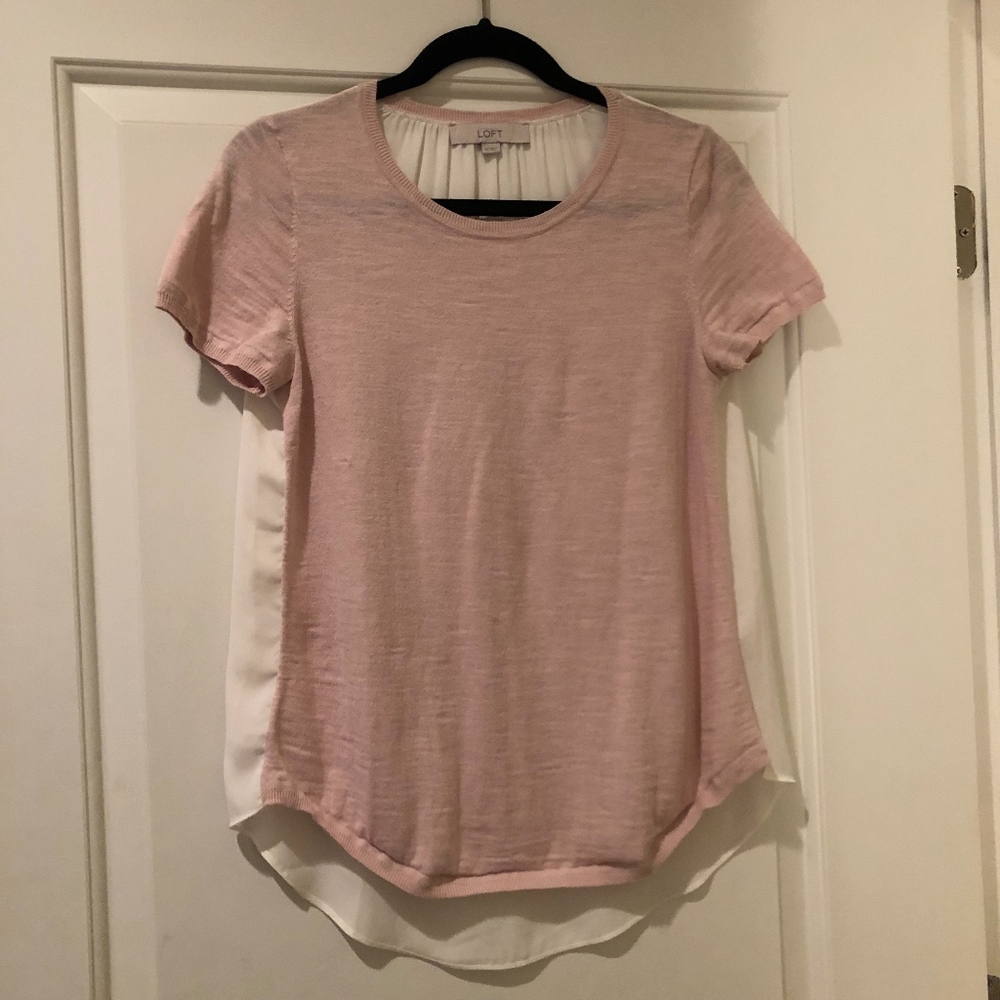 LOFT Pink and Cream Blouse